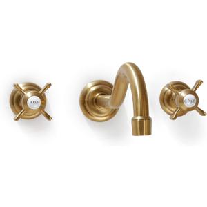 SITGES Antique Wall Faucet,Two Handle Bathroom Sink Wall Mount Faucet with Rough in Valve Included,Gold Brushed