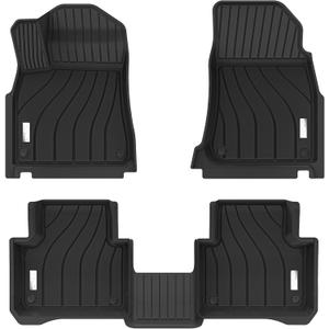 3W Floor Mats Fit Porsche Cayenne 2019-2025 2026 (5 PCS), TPE All Weather Custom Fit Floor Liner for Porsche Cayenne 1st and 2nd Row 5 PCS Car Mats, Black
