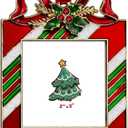 West style 2025 Christmas Tree Ornaments - Made of Zinc Alloy Glitter Powder Pendant 2x2 Inch Picture Frame Ornament for Pet and Baby Holiday Keepsake Gift (2025, Gift Bag)