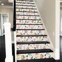 REDAMANCY Beige Cream Pink Purple Wildflower Peel and Stick Vinyl Stair Riser Decals Staircase Tile Stickers Decor Modern Marble Decoration Self-Adhesive(14 Pcs)
