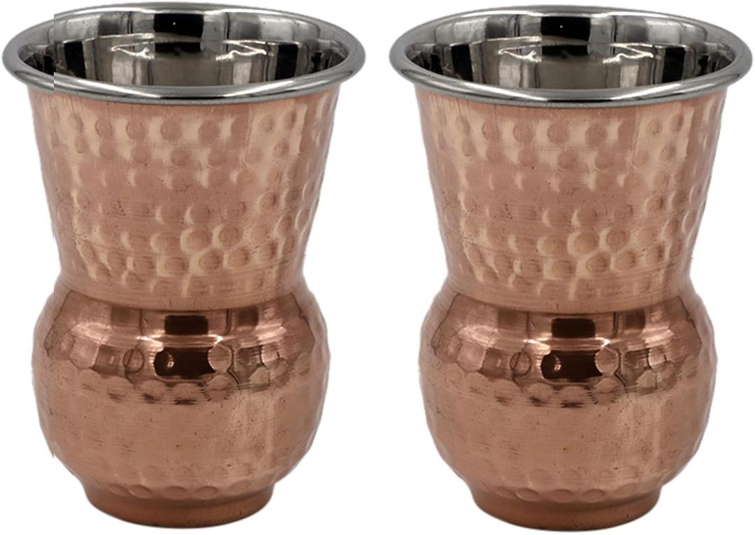 bona fide Hammered Outside pure Copper Inside Nickel Plated Tumbler Moscow Mule Mugs Copper Tumbler Cups pure copper glass for mule cocktail beverages soft drinks Handcrafted Set of 2 (400) ml 13 oz