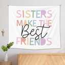 EGBTL Boho Girl Nursery Tapestry, Kids Wall Tapestry for Bedroom, Pastel Sisters Make the Best Friends Tapestries Wall Hanging Decor for Toddler Girl Nursery Room Dorm Playroom, 50x60 Inches
