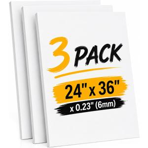 Ndsox 3 Pack White Foam Board 24"x36", 0.23" Thick Foam Core Poster Board