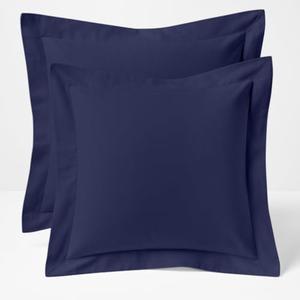 Cotton Metrics Linen 2 Pack Euro Pillow Shams 24x24 – 600 Thread Count 100% Organic Cotton Navy Blue Square Pillow Covers with 2 Inch Flange, Soft & Smooth Premium Hotel-Quality Pillowcases Set of 2