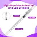 100 Pack 1ml Syringes with Needle - 27G 1/2 inch Disposable 1cc Luer Lock Syringe for Scientific Lab Use, Sterile Individually Wrapped