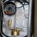 ACNKTZ Small Black and Gold Chandelier for Foyer, 4-Light Geometric Metal Entryway Light Fixture Hanging, Modern Farmhouse Pendant Lighting for Kitchen Island Breakfast Nook Bedroom Stairway Office