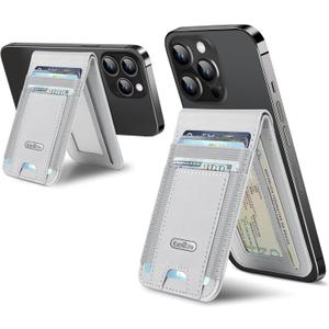 For Magsafe Wallet Stand, Strongest Magnetic Wallet for iPhone 17/16/15/14/13/12 Series, Magnetic Card Holder with 4 Card Slots, ID Window,10 Cards Holder, Vegan Leather, RFID Blocking, Gray