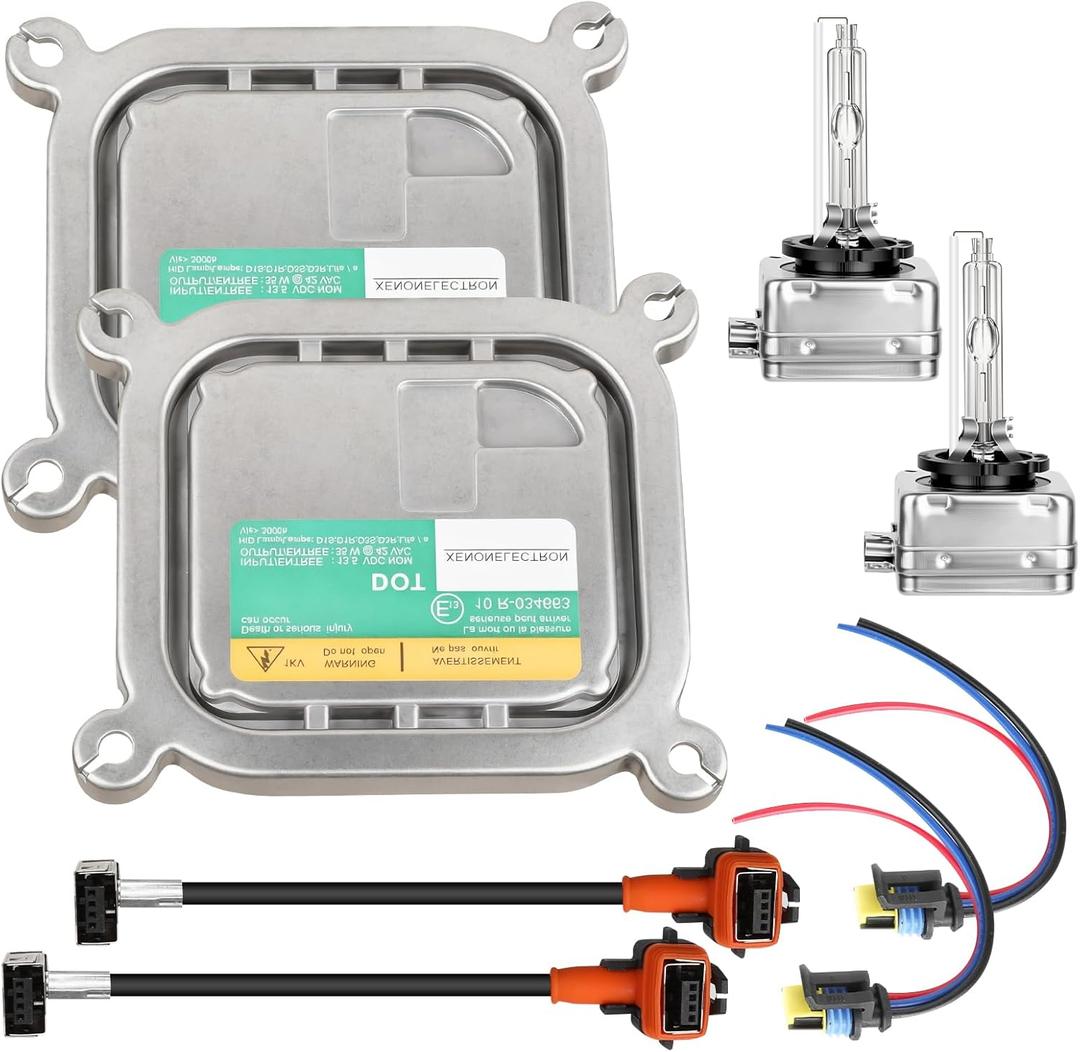 2PCS Xenon Headlight Ballast Control Unit 8A5Z-13C170-A for Ford Mustang Edge Escape Explorer F150 Flex Taurus 2010-2019 Xenon HID Ballast w/Igniter & D3S Bulb,Replaces DL3Z-13C170-A 8A5Z13C170A