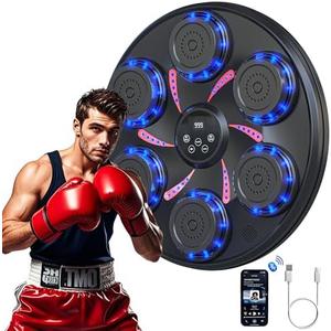 BOMMETER Music Boxing Machine, Wall Mounted Music Boxing Trainer with Gloves, Smart Bluetooth Workout Punching Equipment for Adults Kids, Perfect for Home, Indoor and Gym 2 Pack
