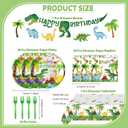 Dinosaur Birthday Party Supplies - Dinosaur Tableware Set for 20 Guests, Includes Banner, Tablecloth & Tableware for Theme Party Decorations Baby Shower