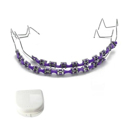 1-Set Temporary Tooth Decoration with Metal Wires, Metal Brackets and Orthodontic Ligature Ties, Ideal for Orthodontists to Explain and Dental Students to Practice (Purple)