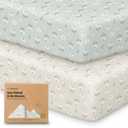 2-Pack Crib Sheets for Boys, Girls - Viscose Derived from Bamboo Fitted Crib Sheet, Baby Crib Sheets Neutral, Crib Mattress Sheet, Toddler Bed Sheets, Baby Sheets for Crib Fitted Sheets (Daisies)