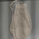 ENBEI Small Crochet drawstring Backpack Handmade crochet Purse for Beach,Travel, Beach Bag for Women,Lightweight Mesh Bag(white)