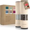 LARS NYSM Salt and Pepper Grinder Set 2 pieces I Salt Pepper Mill with Adjustable Ceramic Grinder I Design Spice Grinder Set Manual (Almond Beige) (Set of two manual grinders)