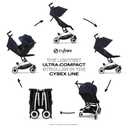 Cybex Libelle 2 Travel Baby Stroller - Lightweight Carry-On Travel Stroller for Airplane with One-Hand Recline, Compatible with CYBEX Car Seats, Dark Blue