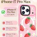 Lotadilo Case for iPhone 17 Pro Max Case Compatible with Magsafe Ring Holder Stand - for Women Strawberry Flower Design TPU Phone Cover for Girls Girly Funny Fashion