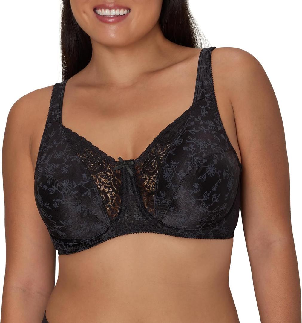 Hanes Women's Underwire Bra, Secrets Plus-Size Bras, Full-Coverage, Supportive, 4422 (Black)