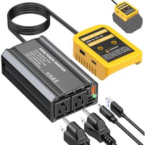 TANHEYIN 300W Power Inverter Compatible with Dewalt 20V Battery - DC 20V to AC 110V Battery Converter, Portable Power Station with PD 65W Type-C Fast Charging & 2 AC Outlet & 2 USB-A & 1 Type-C 20W