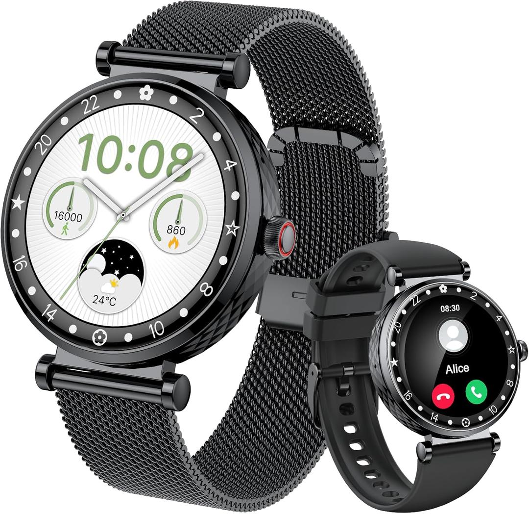 Smart Watch for Women, AMOLED HD Display Fitness Tracker Bluetooth Make/Answer Call, 1.19" Watches with 110+ Sports Modes/Heart Rate/SpO2/Sleep Monitor, Smartwatch IP68 Waterproof for Android iOS