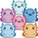 60Pcs Axolotl Shaped Birthday Party Decorations Reptile Animals 7 Inch Dessert Plates Tableware Cartoon Axolotl Dinner Paper Plates Dinnerware for Kids Boys Girls Party Baby Shower Supplies Favors