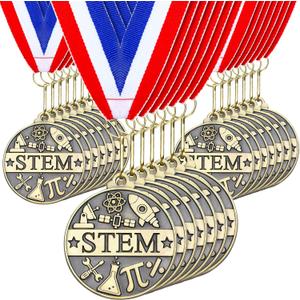 Quelay 30 Pcs 2'' Award Medals Bulk Gold Winner Medals with Neck Ribbons Metal Trophy Award Prize Gift for Tournaments, Competitions, Party, Kids and Adults