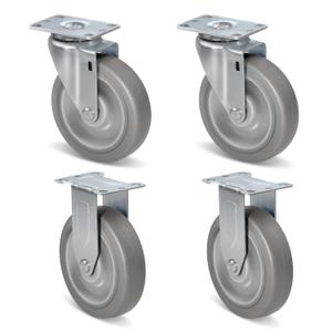 Caster Wheels, 5" Heavy Duty Industrial Casters Set of 4 with Load 1400lbs Capacity, Wheels for Cart Furniture(2 Swivel & 2 Rigid)