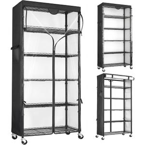 Wire Shelf Rack with 600D Oxford Cover, 30" W x 14" D x 72" H, 6-Tier Heavy Duty Wire Shelving on Wheels, with Waterproof & Dustproof Shelf Cover for Kitchen, Pantry & Laundry Room