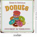 2 x Sweet And Delicious Donuts Sign Decor Iron Poster Painting Tin Sign Vintage Wall Decor For Cafe Bar Pub Home Beer Decoration Crafts (8x8 Inch)