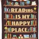 Book Lovers Gifts Blanket, Bookish Gifts for Women, Men, Bookworm, Readers, Librarian, Booker Throw Blankets 60"x50", Reading Decor Blanket for Book Club, Birthday, Christmas, Graduation (Brown)