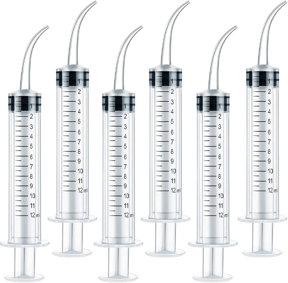 6 Pack Dental Irrigation Syringe, Wisdom Teeth Syringes with Curved Tip for Tooth (Scale-6)