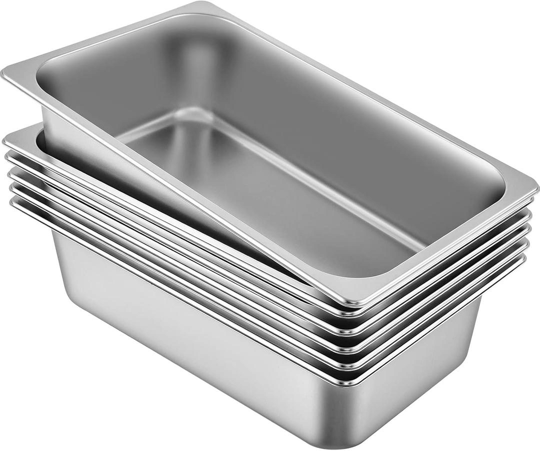 Vevor Hotel Pans, Full Size 6-Inch, 6 Pack Stainless Steel Steam Table Pans: Industrial & Scientific (21.7 Quarts)