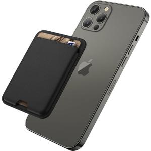 Magnetic Wallet Compatible with MagSafe for iPhone 16 15 14 13 12 Pro Max Plus Model, Mag 3 Safe Card Holder Stick on for Apple Cell Phone, Jet