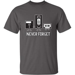 Never Forget Mens Cassette Tape VHS Music Old School Mens Retro Funny T Shirt (X-Large, Charcoal)