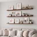 WOPITUES Floating Shelves for Wall, 48" Picture Ledge Shelf, Black Walnut