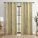 Luxury Boho Blackout Curtains  Elegant Design for 100% Blackout, Thermal Insulated, 2 Panels (Black and Beige, W52L84)