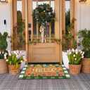 Drydiet 2 Pcs Floral Hello Coir Doormats Welcome Outdoor Summer Spring Door Mats Layered Front Door Rugs Non Slip Floor Mats for Porch Entryway Indoor Outdoor Decor