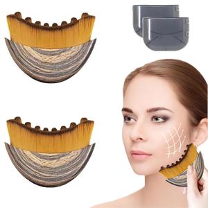 2PCS Lymphatic Contour Face Brush for Lymphatic Drainage, Facial Sculpting & De-Puffing Ergonomic Dry Brush Massager for Jawline, Chin & Face, Improves Skin Glow