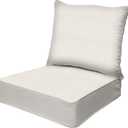 Honeycomb Outdoor Deep Seat, 24 x 23, Textured Solid Bone Chair Cushion for Patio Furniture