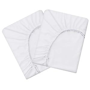 HBHLFZ Twin XL Fitted Sheet Only 2 Pack, Soft Breathable Bottom Sheet - 39"x80" Deep Pockets Twin XL Size Fitted Sheet - All Around Stretch Fit, Wrinkle Resistant, Colorfast - Easy Care（White）