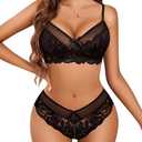 Avidlove Lingerie Set for Women Lace Bra and Panty Sets 2 Piece Lace Babydoll Outfits, Medium