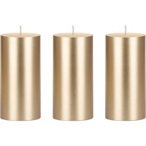 Mega Candles 3 pcs Unscented Solid Gold Pillar Candles, Hand Poured Premium Wax Candle 3 Inch x 6 Inch, Home Dcor, Spas, Weddings, Occasions, Party, Centerpieces, Holidays, Vigils, Prayers