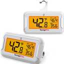 TempPro Refrigerator Thermometer 2 Pack with Large Backlit LCD Display, Waterproof Freezer Fridge Thermometer with Max/Min Record, Easy Battery Replacement for Room, Cooler (Previously ThermoPro)