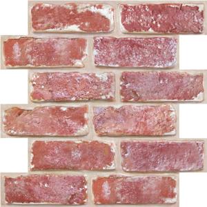 3D Red Brick Wall Panels, Peel and Stick Brick Tiles, 10 Pcs of 12"X12", Small Size Thin PVC Faux Brick Adhesive Whitewash Red Brick Backsplash Fake Brick Paneling, Paintable Decorative Tile (Whitewash Red)