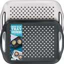 Food Trays for Eating on Couch - 2 Pack - Non Slip Dinner Trays for Eating Set of 2 Non Slip Serving Tray and Food Tray with Handles (Black & White)