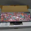 Wireless Keyboard and Mouse Combo, Retro Typewriter Keyboard with Round Keycaps, 2.4GHz USB Cute Wireless Keyboard Mouse for Computer, Desktop, Laptop and Computer (Black-Colorful)