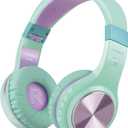Riwbox Bluetooth Headphones, XBT-80 Folding Stereo Wireless Bluetooth Headphones Over Ear with Microphone and Volume Control, Wireless and Wired Headset for PC/Cell Phones/TV/Gym (Purple Green)