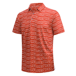 SAMERM Mens Golf Shirt Short Sleeve Print Performance Moisture Wicking Dry Fit Polo Shirts for Men,Red S