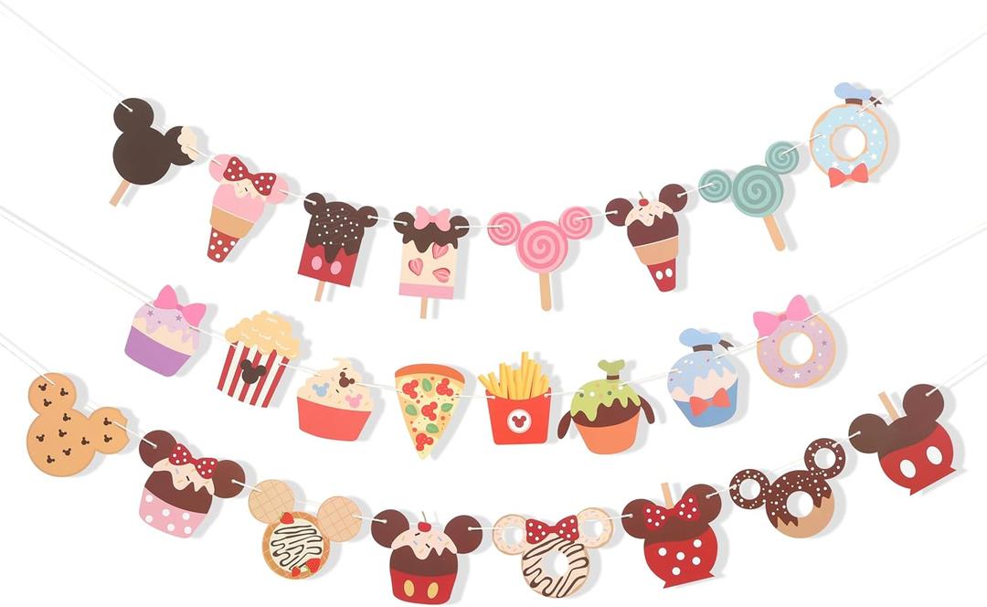 Cartoon Mouse Head Theme Banner - Mouse Garland, Cartoon Birthday Banner for birthday party decorations, room decorations, welcome baby party, classroom decorations