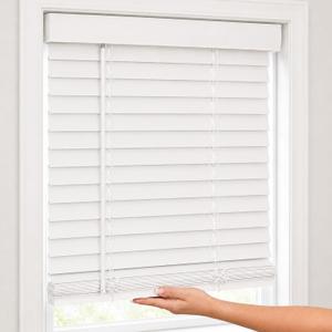 CHICOLOGY 2" Cordless Faux Wood Blinds, Room Darkening Smooth PVC Window Blinds, Cordless Lift, Light Control and Privacy, Inside/Outside Mount, Moisture Resistant, Basic White, 35.75" W x 60" H