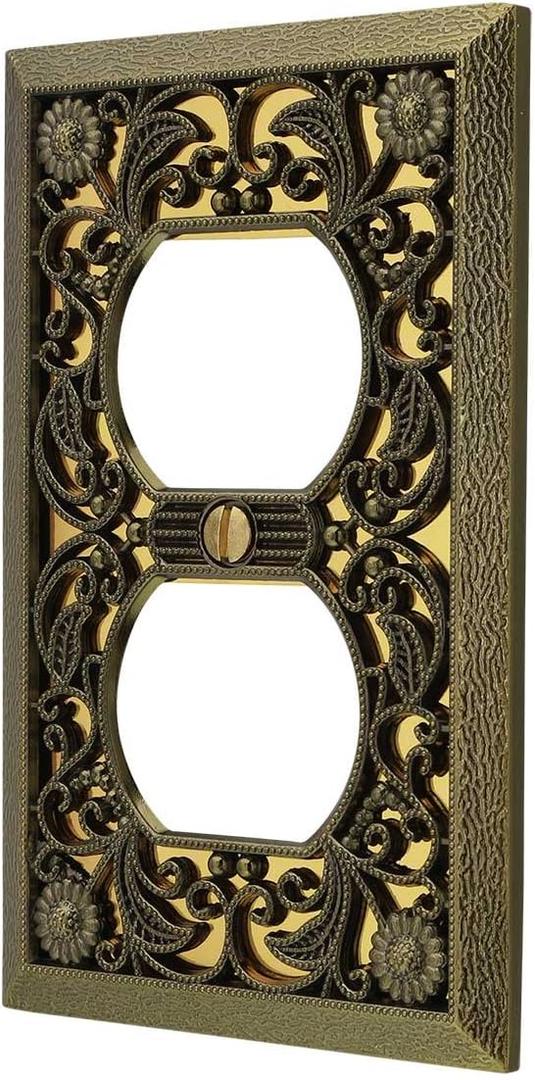 Amerelle 65DAB Filigree Wallplate, 1 Duplex, Antique Brass Amerelle 65DAB Filigree Wallplate, 1 Duplex, Antique Brass